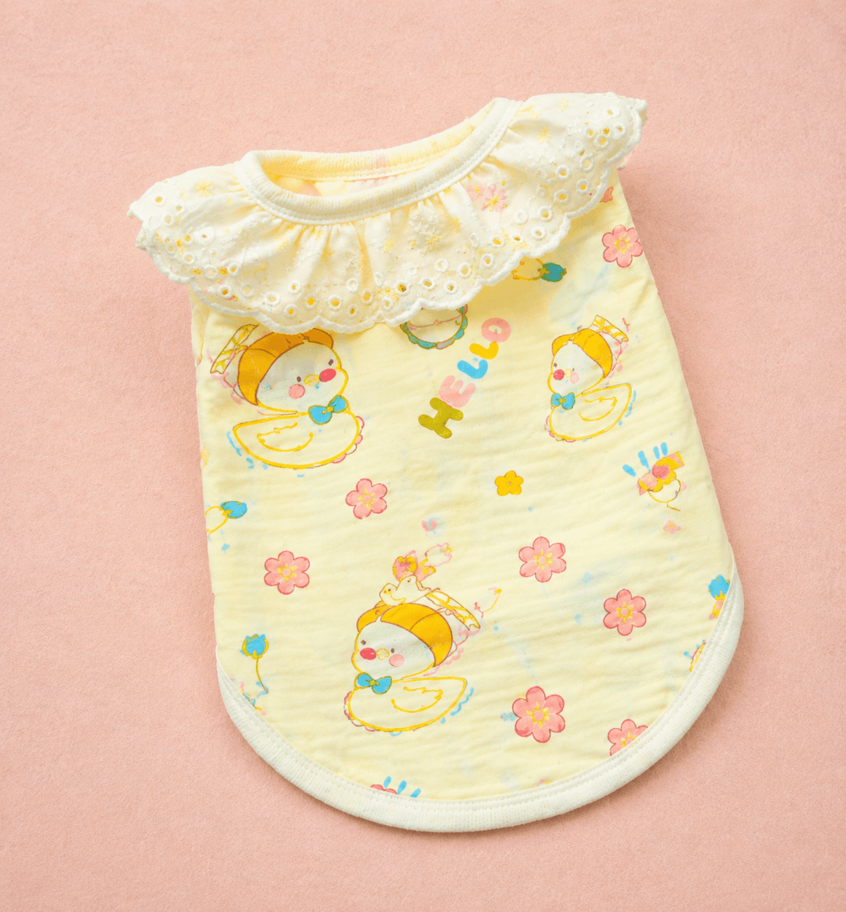 Lace Ruffle Floral Dog Shirt — Yellow Duck