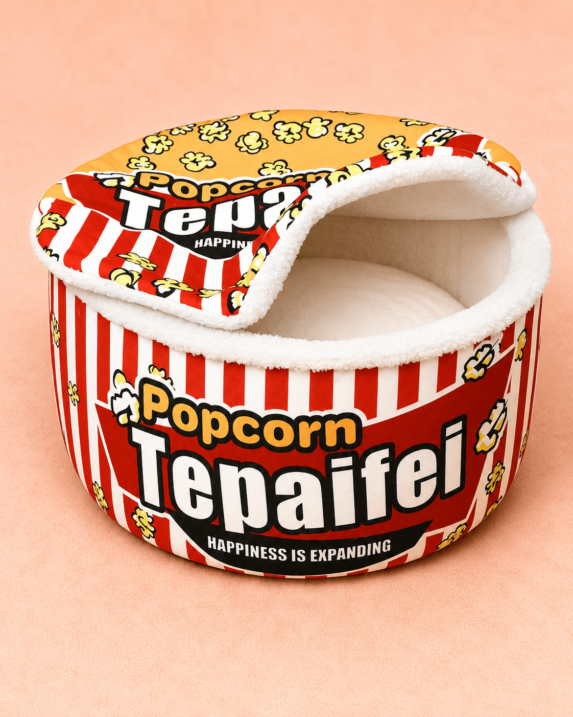 Ramen Cup Pet Bed — White & Red - Medium