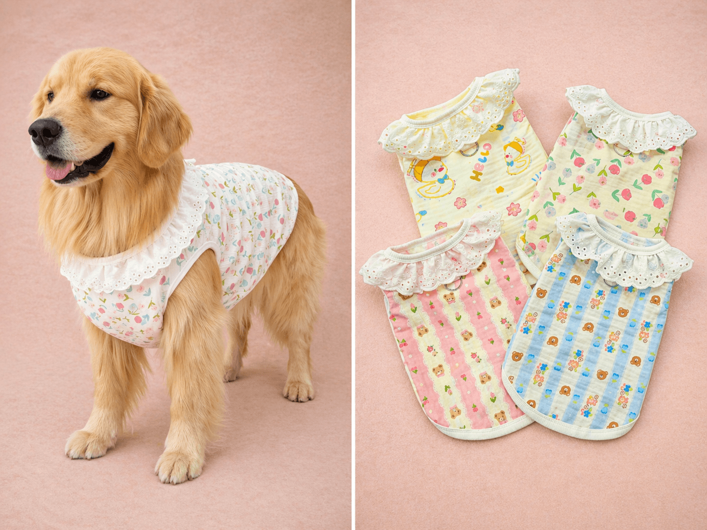 Lace ruffle floral dog shirt
