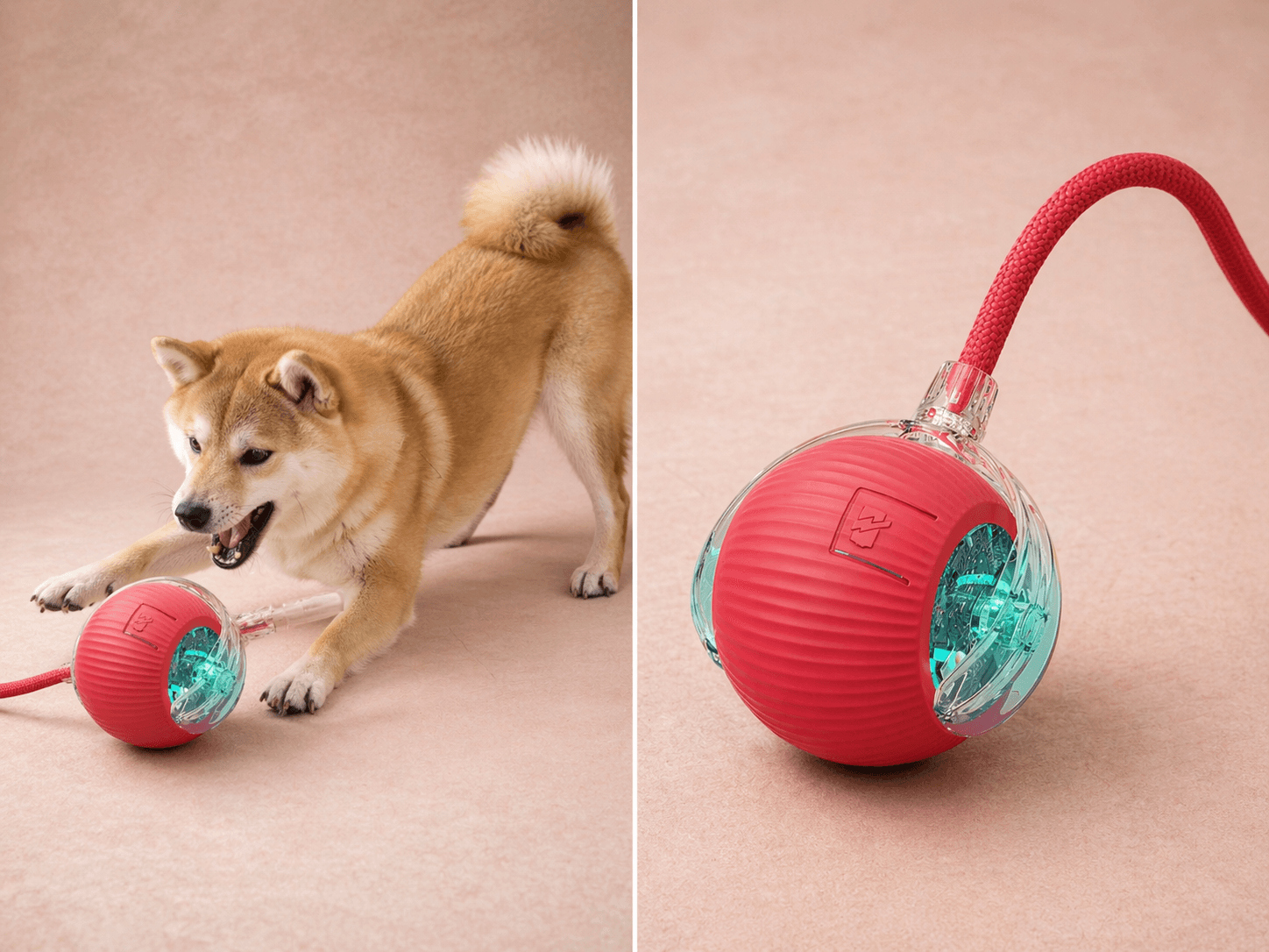 Red rubber tethered rope ball toy