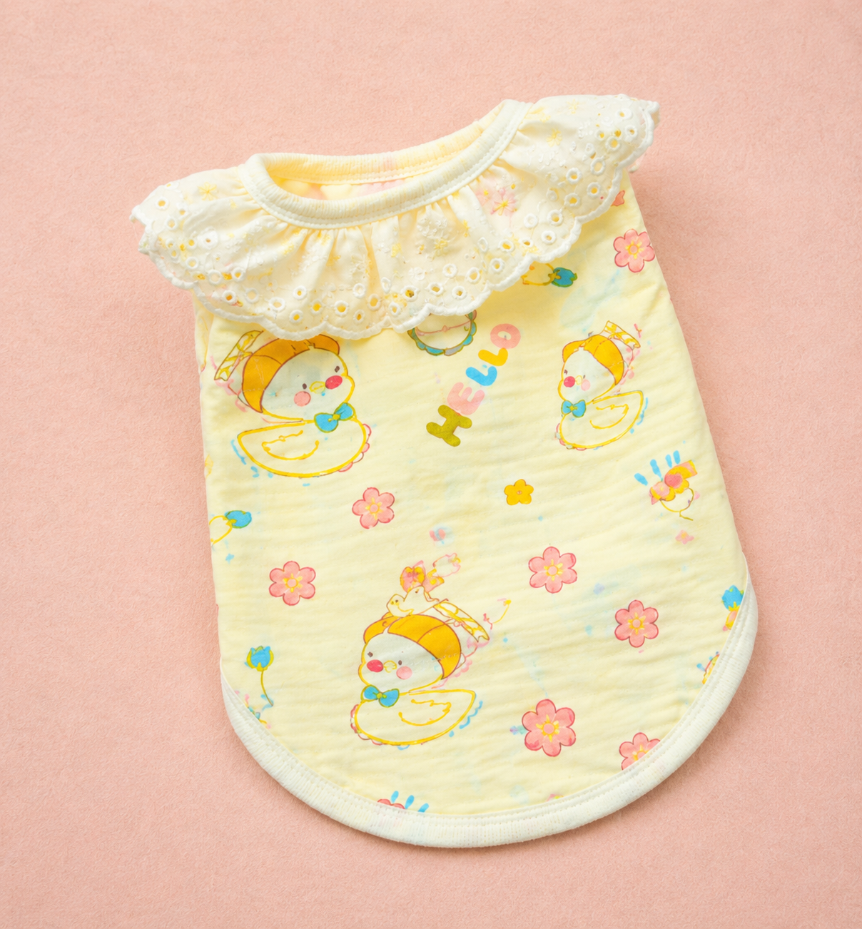 Lace Ruffle Floral Dog Shirt — Yellow Duck